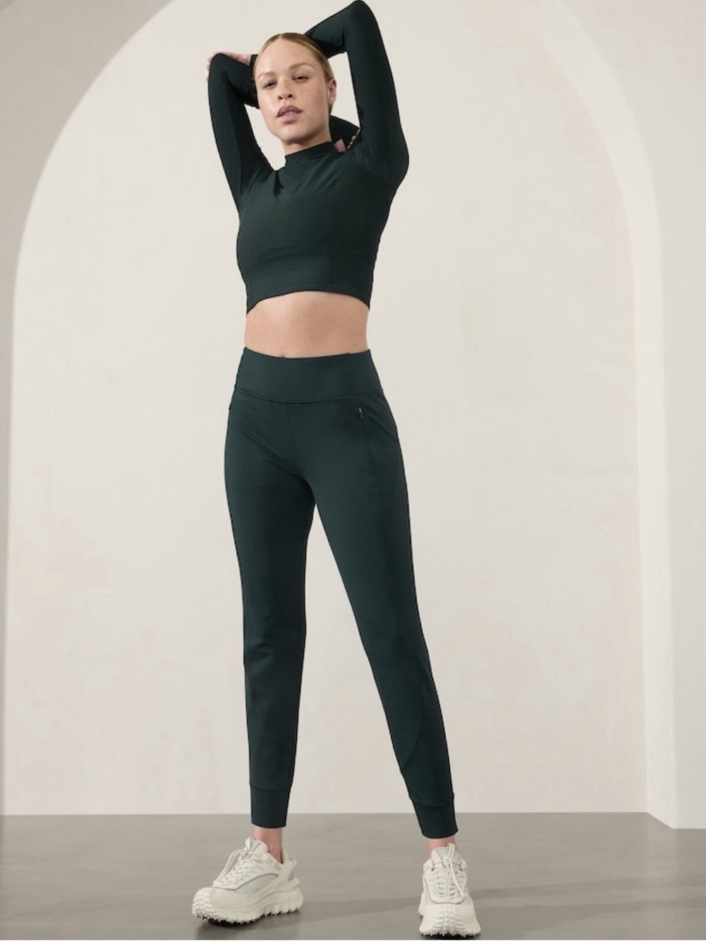NWT - Small- Athleta Rainier Mid-Rise Performance Joggers - Cypress (Dark Green)